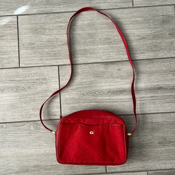 Vintage Gucci Red Canvas and Leather Crossbody Bag EUC - Picture 1 of 15